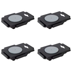 vidaXL Transportroller mit 8 Rollen 4 Stk. Schwarz Polypropylen 150 kg