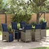 vidaXL Tisch- und Stuhlset mit Kissen 7 pcs Grau PE-Rattan