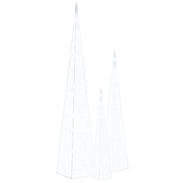 vidaXL LED-Leuchtkegel-Set Acryl Deko Kaltweiß 60/90/120 cm