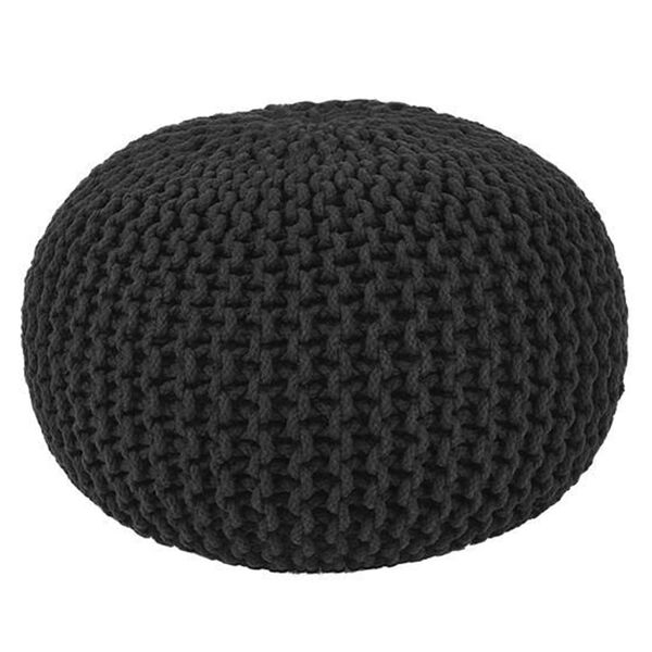 LABEL51 Pouf Gestrickt Baumwolle M Schwarz