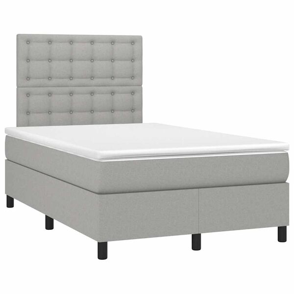 vidaXL Boxspringbett mit Matratze Hellgrau 120x190 cm Stoff