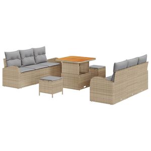 vidaXL Gartensofa-set mit Kissen 9 pcs Beige Poly-Rattan
