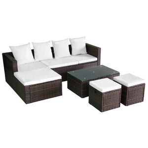 vidaXL 4-tlg. Garten-Lounge-Set mit Auflagen Poly Rattan Braun
