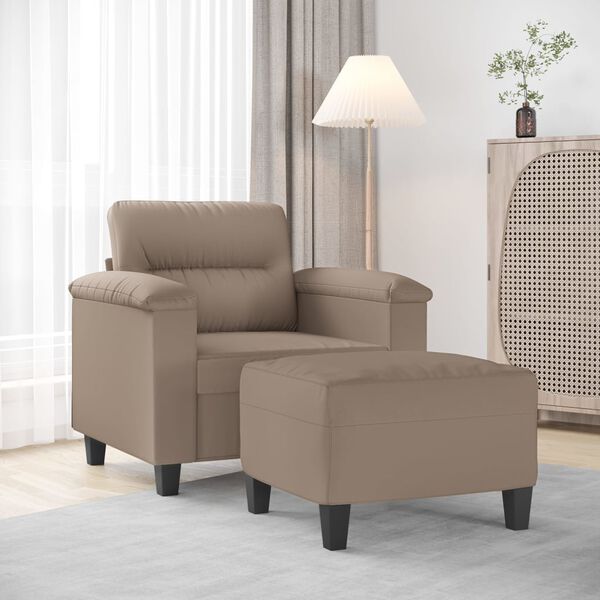vidaXL Sessel mit Hocker Taupe 60 cm Mikrofasergewebe