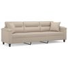 vidaXL 3-Sitzer-Sofa mit Kissen Creme 210 cm Mikrofasergewebe
