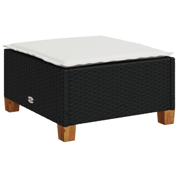 vidaXL 7-tlg. Garten-Sofagarnitur mit Kissen Schwarz Poly Rattan