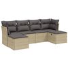 vidaXL 6-tlg. Garten-Sofagarnitur mit Kissen Beige Poly Rattan