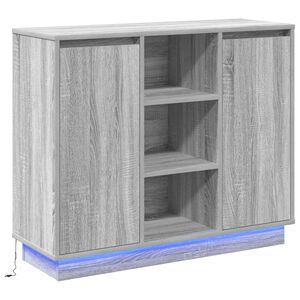 vidaXL LED-Sideboard Graues Sonoma 90 x 32 x 75 cm Holzwerkstoff