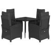 vidaXL 5-tlg. Garten-Essgruppe mit Kissen Schwarz Poly Rattan