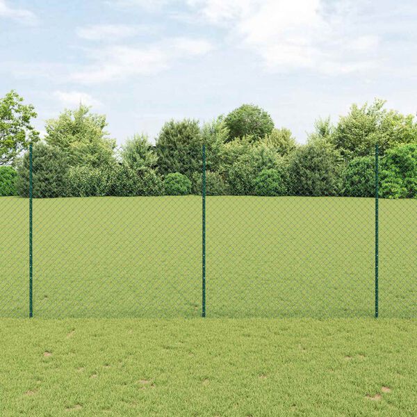 vidaXL Zaun mit Pfosten Gr&uuml;n 1,6 x 10 m Stahl und PVC