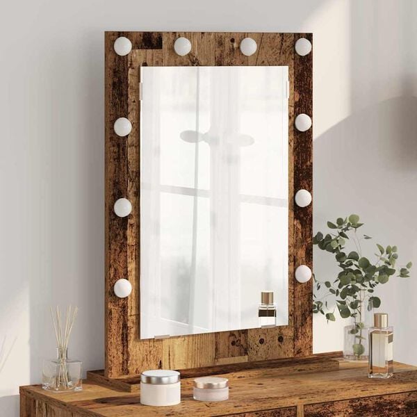 vidaXL Kosmetikspiegel Altholz 70 x 50 x 18 cm Holzwerkstoff und Glas