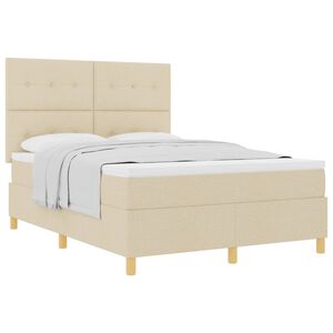 vidaXL Boxspringbett mit Matratze Creme 160 x 200 cm Stoff