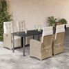 vidaXL 5-tlg. Garten-Essgruppe mit Kissen Beige Poly Rattan