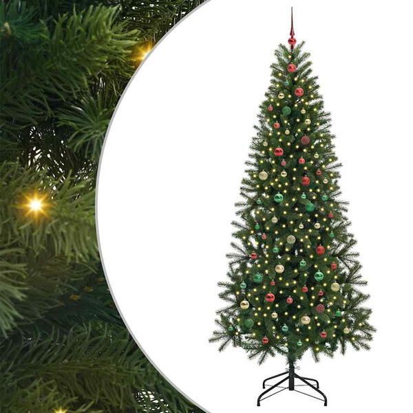 vidaXL K&uuml;nstlicher Weihnachtsbaum mit 300 LEDs Gr&uuml;n 240 cm PE und PVC
