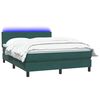 vidaXL Boxspringbett mit Matratze & LED Dunkelgr&uuml;n 160x220 cm Samt