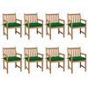 vidaXL Gartenst&uuml;hle 8 Stk. mit Gr&uuml;nen Kissen Massivholz Teak