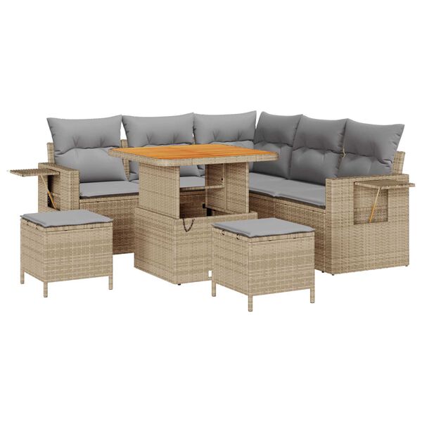 vidaXL Gartensofa-set mit Kissen 8 pcs Beige Poly-Rattan