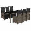 vidaXL 7-tlg. Garten-Bistro-Set mit Kissen Grau Poly Rattan