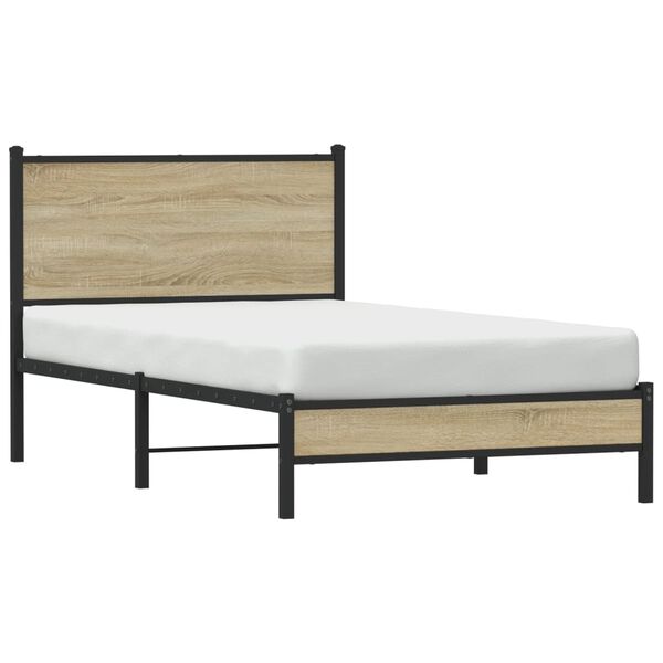 vidaXL Metallbett ohne Matratze Sonoma-Eiche 100x190 cm