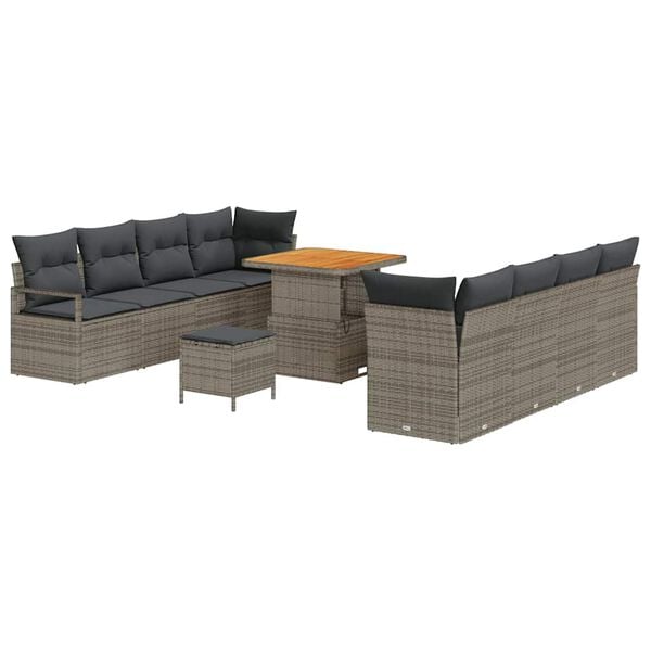 vidaXL Garten-Sofa-Set mit Kissen mit Speicher Grau 80 x 80 x 71 cm
