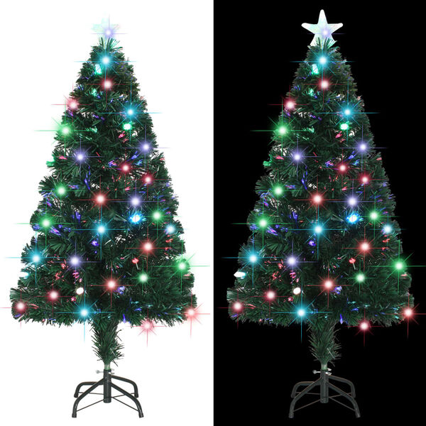 vidaXL Vorbeleuchteter Weihnachtsbaum mit St&auml;nder und LED 120 cm Glasfaser