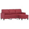 vidaXL 3-Sitzer-Sofa mit Hocker Weinrot 180 cm Kunstleder
