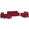 vidaXL 4-tlg. Sofagarnitur mit Kissen Weinrot Samt