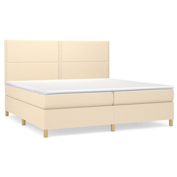 vidaXL Boxspringbett mit Matratze Creme 200x200 cm Stoff