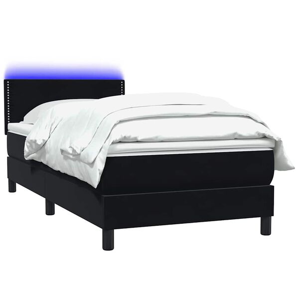 vidaXL Boxspringbett mit Matratze & LED Schwarz 80x210 cm Samt