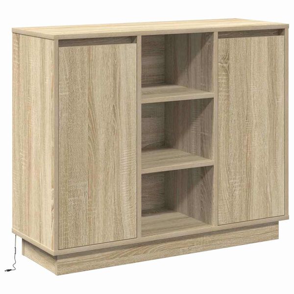 vidaXL LED-Sideboard Sonoma-Eiche 90 x 32 x 75 cm Holzwerkstoff