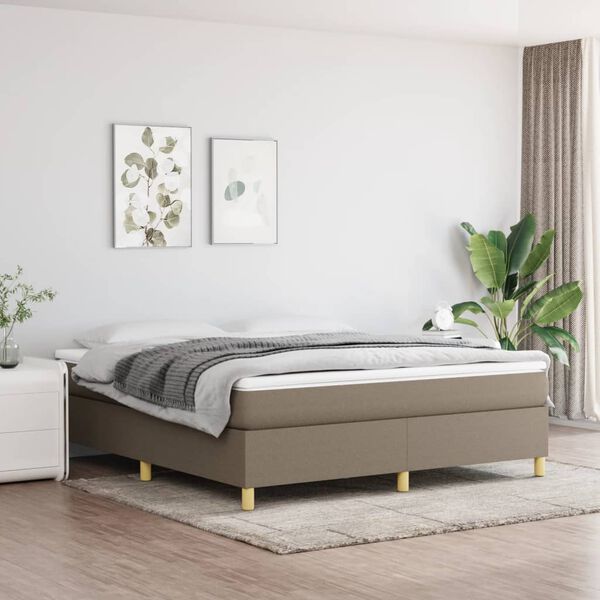 vidaXL Boxspringbett mit Matratze Taupe 160x200 cm Stoff