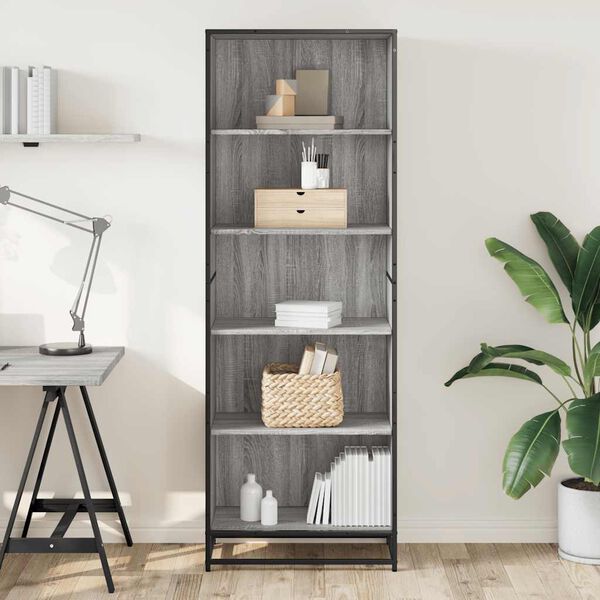 vidaXL Bücherregal Grau Sonoma 60x35x170,5 cm Holzwerkstoff