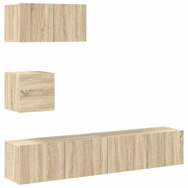vidaXL 4-tlg. TV-Schrank-Set Sonoma-Eiche Holzwerkstoff