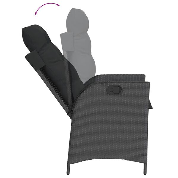 vidaXL 7-tlg. Garten-Essgruppe mit Kissen Schwarz Poly Rattan