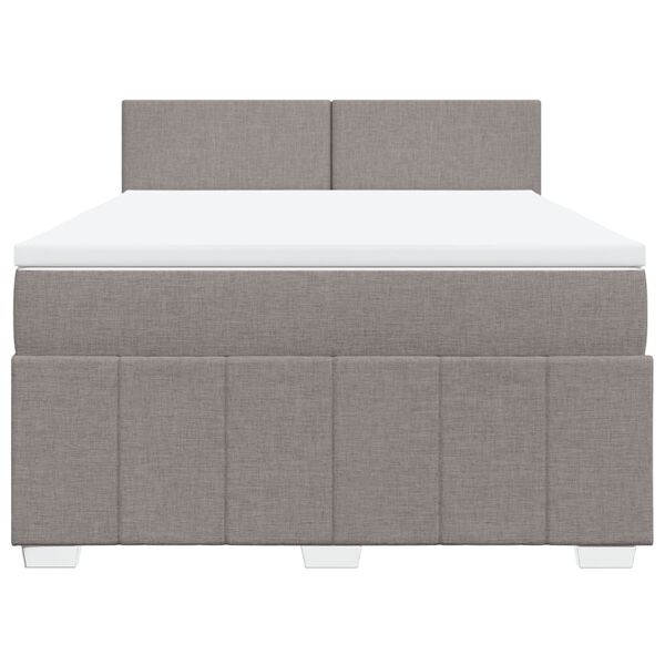 vidaXL Boxspringbett mit Matratze Taupe 140x200 cm Stoff