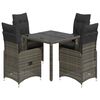 vidaXL 5-tlg. Garten-Bistro-Set mit Kissen Grau Poly Rattan