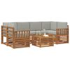 vidaXL Outdoor-Sofagarnitur mit Kissen 7 pcs Nat&uuml;rlich und Hellgrau
