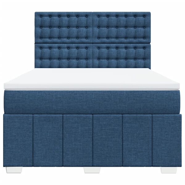 vidaXL Boxspringbett mit Matratze Blau 140x200 cm Stoff
