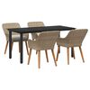 vidaXL Garten Essgruppe mit Kissen 5 pcs Beige Poly-Rattan