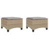 vidaXL Gartenhocker mit Kissen 2 Stk. Beige 55x55x36 cm Poly Rattan