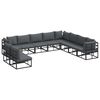 vidaXL Gartensofa-set mit Kissen 10 pcs Schwarz Aluminium