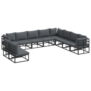 vidaXL Gartensofa-set mit Kissen 10 pcs Schwarz Aluminium