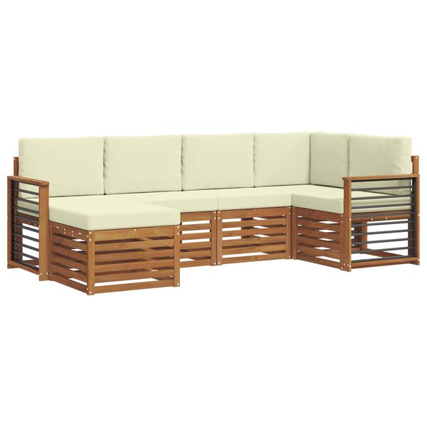 vidaXL Sofagarnituren 6 pcs Natur und Creme Massivholz Akazie