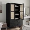 vidaXL Kleiderschrank SENJA Rattan-Optik Schwarz 90x55x175 cm