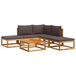 vidaXL 6-tlg. Gartensofa-Set mit Kissen Holz Akazie & Rattan