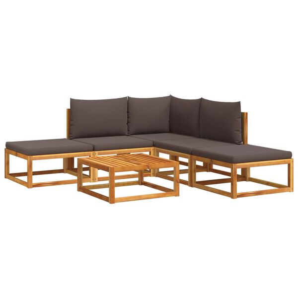 vidaXL 6-tlg. Gartensofa-Set mit Kissen Holz Akazie & Rattan