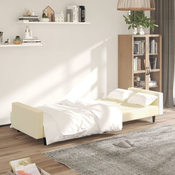 vidaXL Schlafsofa 2-Sitzer Creme Kunstleder