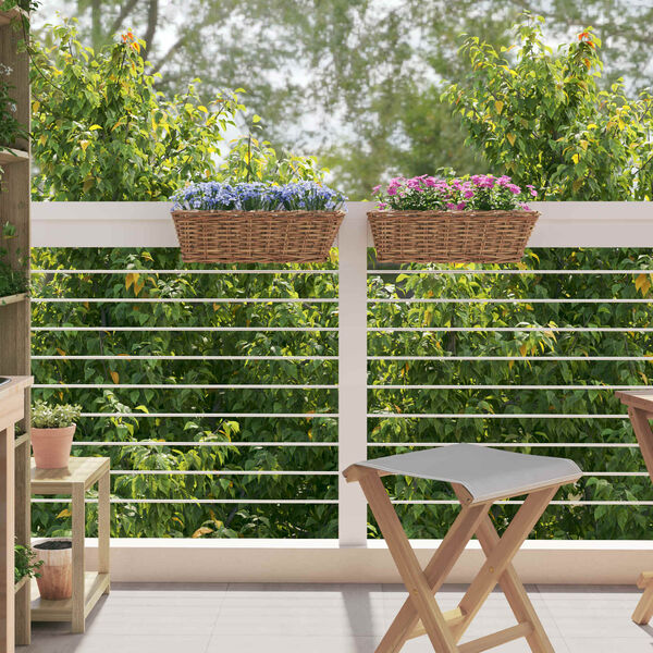 vidaXL H&auml;ngender Blumentopf Korb 2 pcs Braun 48 x 22 x 15 cm