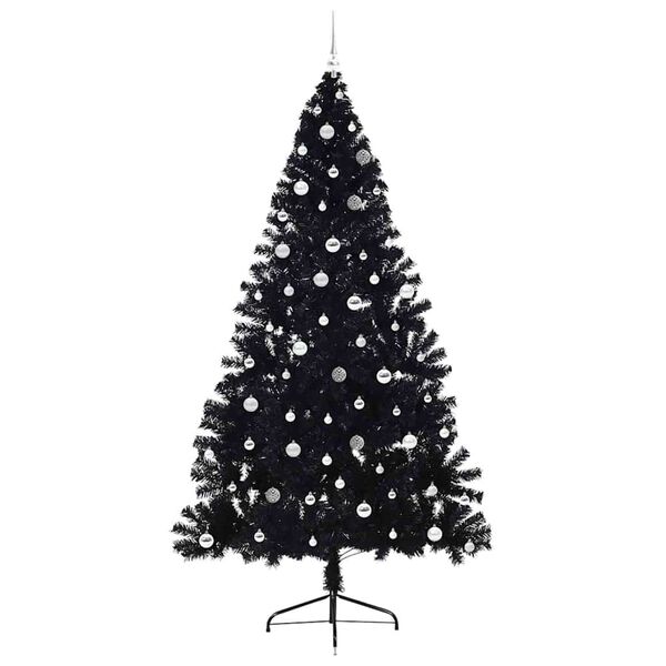 vidaXL K&uuml;nstlicher vorbeleuchteter Weihnachtsbaum Schwarz 240 cm PVC