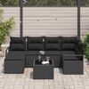 vidaXL Sofa Set mit Kissen mit Speicher 7 pcs Schwarz Poly-Rattan